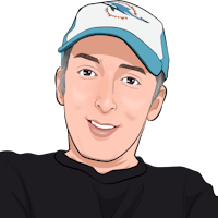 a cartoon of a man wearing a miami dolphins cap